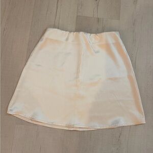 Cream Satin Mini Skirt